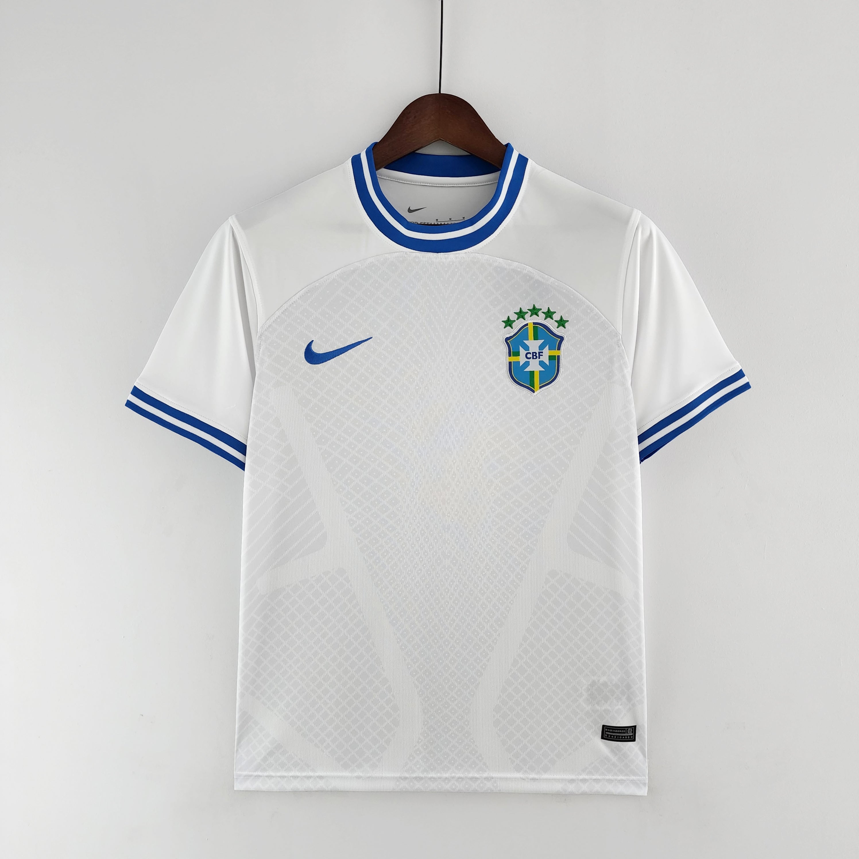 Camiseta Masculina Camisa Brasil Bandeira Chest Branca/Azul Conforto  Poliéster Resistente - Branco